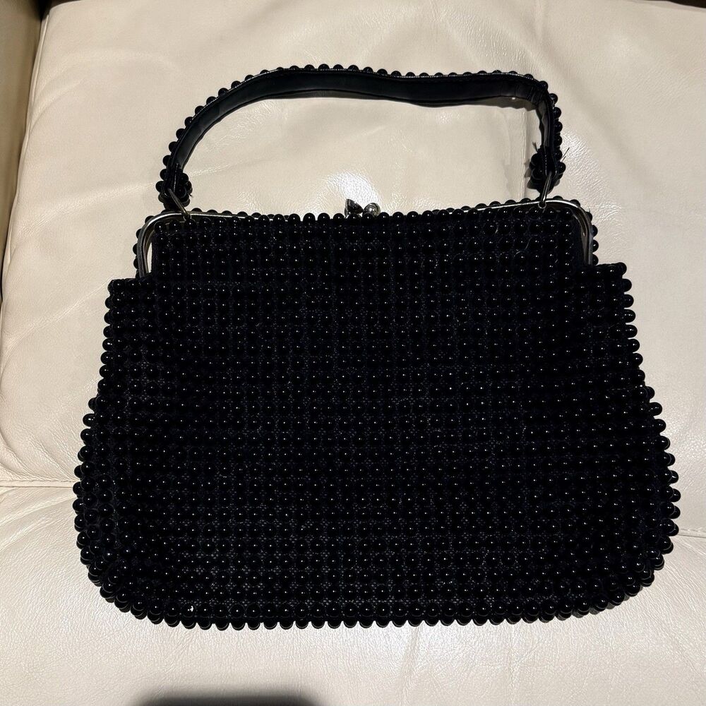 Vintage Grandee Beaded Purse Black Evening bag - Mod Mid-Century 1950s/1960s